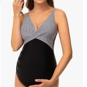 NWT, Zoila, Maternity Swimsuit, One Piece Front Cross Vneck, Size Large